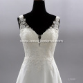 Sexy Backless Sweetheart Lace Flower Sleeveless Wedding Dress Bridal Gown Chapel Train